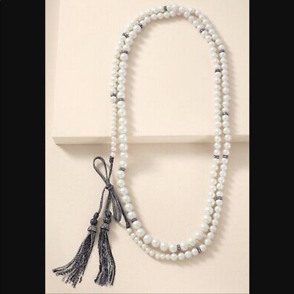 Stella & Dot Mara Pearl Statement Necklace Wrap Tie Long Sparkle - Picture 1 of 8